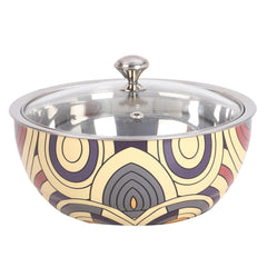 Kuber Industries Pack of 3 Stainless Steel Insulated Hotpot Roti Box with Transparent Glass Lid | 1.5L Chapati Casserole for Dining Table - Multicolor