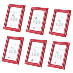 Kuber Industries Photo Frame For Home Décor|Use Horizontal & Vertical|Crystal Clear Glass|Perfect For Home, Office And Shop "11.6x16.7CM"-Pack of 6 (Red)
