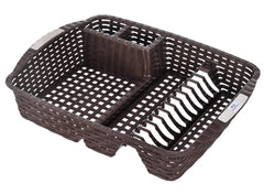 Heart Home Plastic Dish Drying Drainer Rack Holder Basket Organizer Without Tray (Brown)-46HH0382