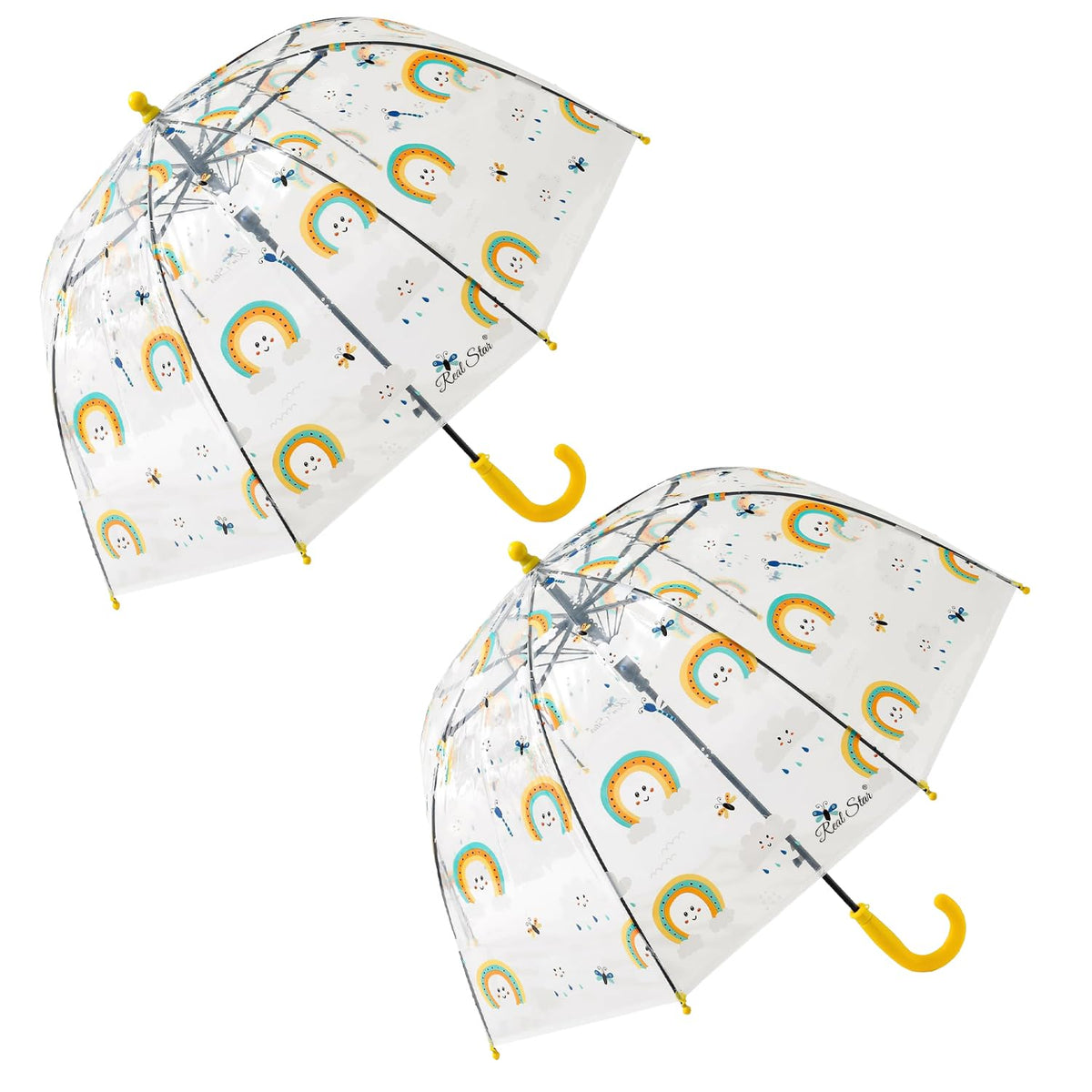 Kuber Industries Transparent Umbrella For Men & Women|Automatic Umbrella For Rain-Pack of 2 (Yellow)