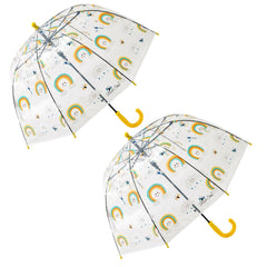 Kuber Industries Transparent Umbrella For Men & Women|Automatic Umbrella For Rain-Pack of 2 (Yellow)