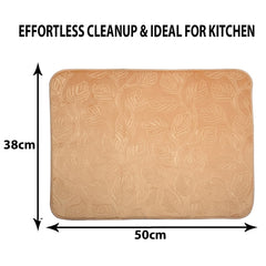Kuber Industries Dish Dry Mat | Microfiber Drying Mat | Kitchen Drying Mat | Self Dish Dry Mat | Water Absorbent Kitchen Mat | Embossed Dish Dry Mat | 38x50 | Pack of 2 | Golden