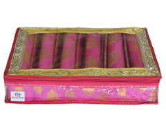 Heart Home Multipurpose Feather Design Laminated 6 Rod Bangle Box/Organizer/Case With Tranasparent Top - Pack of 2 (Pink)-47HH0239