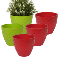 Heart Home Flower Pot | Flower Planter Pots for Indoor | Flower Pots for Outdoor | Pot for Garden & Balcony Flowering | Flower Plants Pot | Diamond Flower Pot | 6 Inch | Pack of 5 | Multi