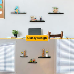 Heart Home 3 Piece Sturdy & Durable Sheesham Wood Honey-Matte Finish Wall Mount Wooden Wall Shelf for Bedroom & Living Room | Furniture Wall Rack Shelf for Decor | Brown