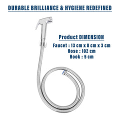 Kuber Industries Health Faucet | Stainless Steel Jet Spray for Toilet | Health Faucet for Toilet | Hand Faucets with Hose & Wall Hook | Toilet Desire Health Faucet | Silver