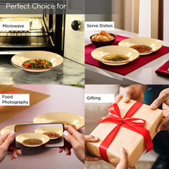 Heart Home Borosilicate Glass Dinner Set of 4 Plates | Home Crockery for Dining | Microwave Dishwasher Safe | Dinner Plates for Festive Occasions/Parties | Transparent| Yellow
