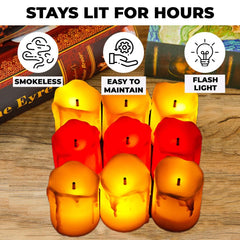 Kuber Industries LED Candles for Home Decoration|Battey Operated|Yellow Light |Safe & Easy to Maintain |Diwali Lights for Decoration, Along With Festivities & Parties|B0-051703B|Set Of 12 |(Pack Of 6)
