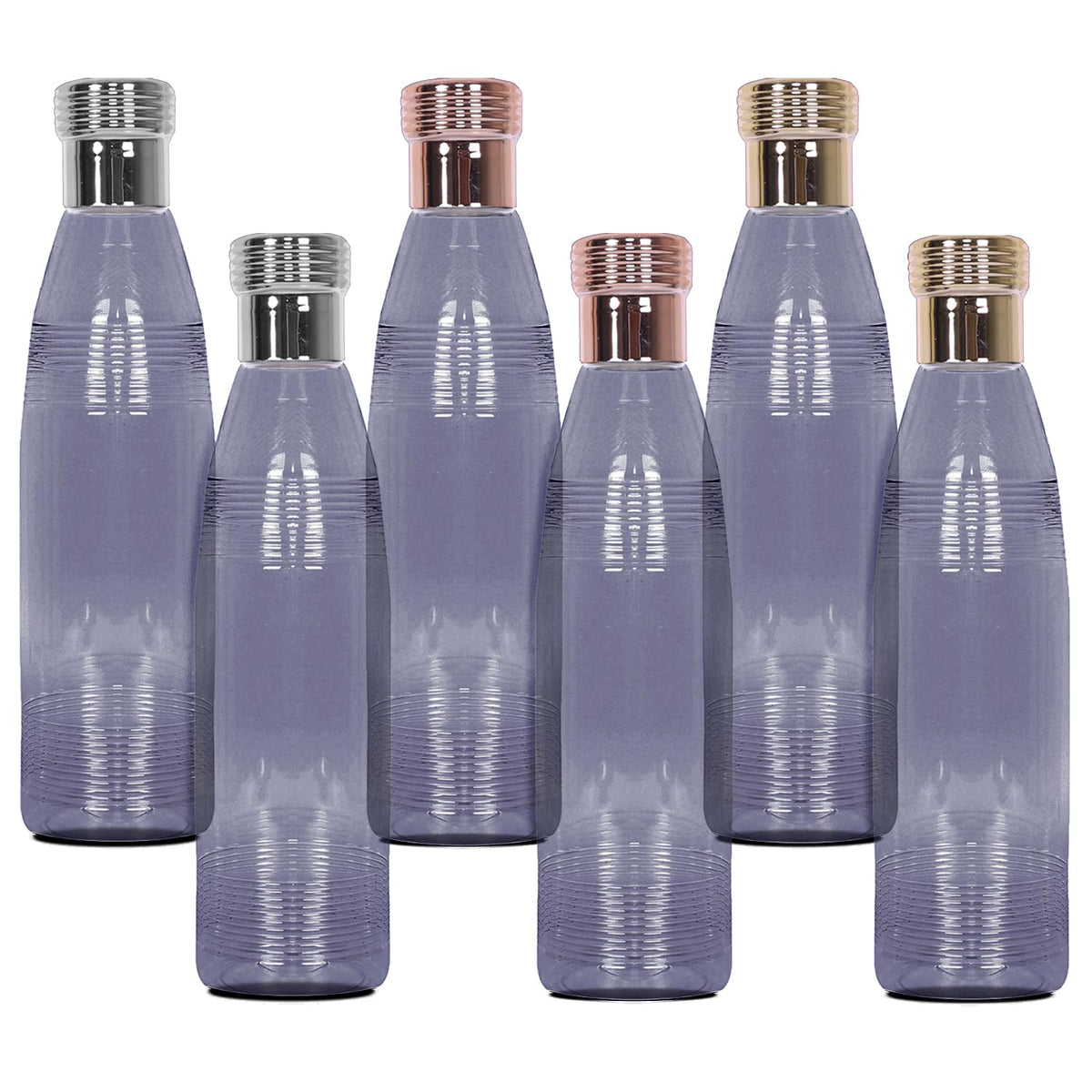 Heart Home Water Bottle | Plastic Water Bottles | Refrigerator Water Bottles | Fridge Water Bottles | Drinking Water Bottle | 1 LTR Water Bottle | Set of 6 | Black