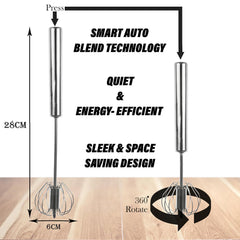 Kuber Industries Hand Blender | Stainless Steel Automatic Blender | Hand Blender for Kitchen | Butter Milk & Lassi Maker | Mixer Hand Blender | Egg Beater Mixer | Pack of 2 | Silver