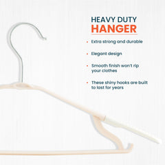 Heart Home PP Cloth Hanger Set of 5 With Zinc Plated Steel Hook (White)