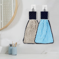 Heart Home Napkin | Washbasin Hanging Napkin | Kitchen Towel with Ties | Napkin for Kitchen | Zig Zag Napkin for Bathroom | Hand Towel for Kitchen | Pack of 2 | Multi