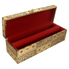 Heart Home Multipurpose Wooden Emobssed Design 1 Rod Bangle Box/Organizer/Case With Swing Arm Lock System - Pack of 2 (Gold)-47HH0547