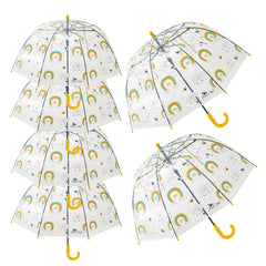 Kuber Industries Transparent Umbrella For Men & Women|Automatic Umbrella For Rain-Pack of 6 (Yellow)