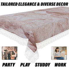 Kuber Industries Center Table Cover | PVC Table Cloth Cover | 4 Seater Table Cloth | Marble Table Cover | Table Protector | Table Cover for Center Table | 40x60 Inch | CTC | Brown