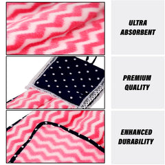 Kuber Industries Napkin | Washbasin Hanging Napkin | Kitchen Towel with Ties | Napkin for Kitchen | Zig Zag Napkin for Bathroom | Hand Towel for Kitchen | Pack of 6 | Pink