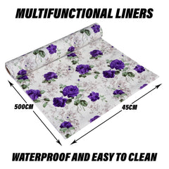 Heart Home Rose Print Shelf Liners for Kitchen Shelves,cupboards,Wardrobe,Drawer mats Liners for Kitchen, 5 Mtr (Cream)-HHEART15116, Standard