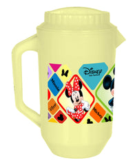 Heart Home Mickey Minnie Print Unbreakable Plastic Water Jug with Lid for Home, Kitchen, Office 2 Liter (Cream)