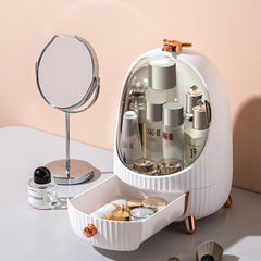 Kuber Industries Pack of 2 Household Cosmetic Storage Organizer | Cute Modern Look | Plastic Storage box for Brushes, Lotions, Lipstick, Nail Polish | 1029WH | White