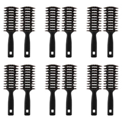 Kuber Industries Hair Brush | Flexible Bristles Brush | Hair Brush with Paddle| Suitable For All Hair Types | Round Vented Hair Brush | 12 Piece | Pack of 6 | C13-X-BLK | Black