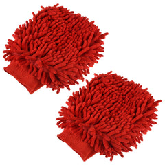 Heart Home Gloves | Microfiber Cleaning Gloves | Chenille Mitts for Kitchen | 50 GSM Hand Duster for Kitchen | Hand Gloves For Car | Duster for Glass | Pack of 2 | Red