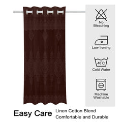 Heart Home Door Curtain|Darkening Door Curtains|Premium Drapes for Bedroom|Sheer Curtain with 8 Rings|Parda for Living Room|Net Frill Door Curtain|7 Ft|SY15ZZ|Brown