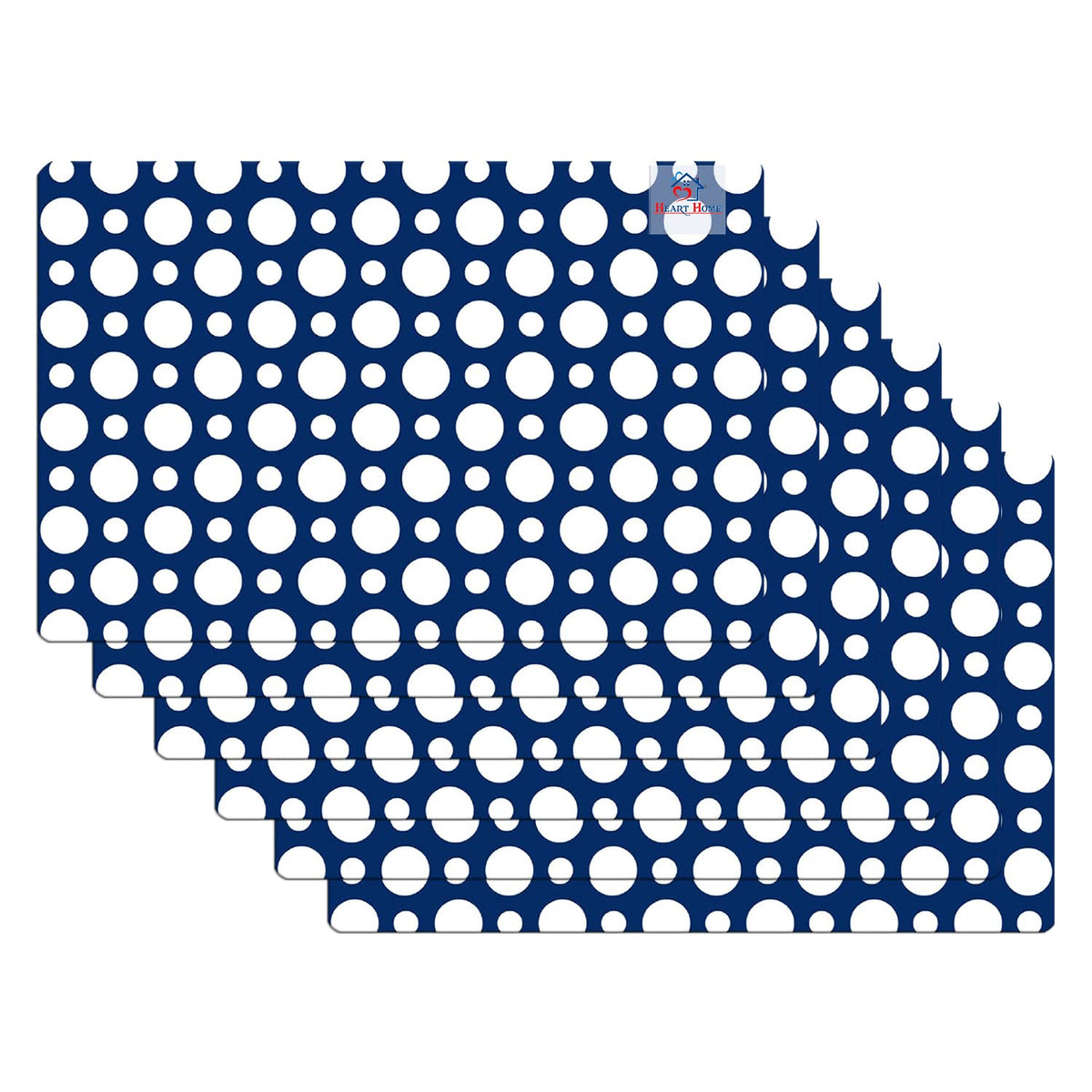 Heart Home Fridge Mats | PVC Blue & White Dot Print | Fridge Mat for Refrigerator | Fridge Placemats for Kitchen | Set of 6 | Multicolor