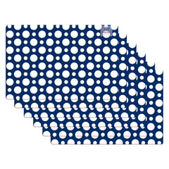 Heart Home Fridge Mats | PVC Blue & White Dot Print | Fridge Mat for Refrigerator | Fridge Placemats for Kitchen | Set of 6 | Multicolor