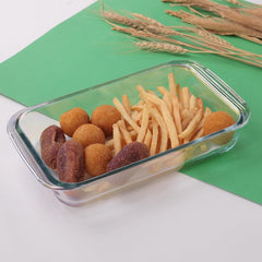 Heart Home 1000 ml Borosilicate Glass Baking Tray | Transparent Microwave Oven Safe Utensils | Rectangular Bread Moulds for Baking | Dishwasher & Freezer Safe | Multipurpose use Serving Tray