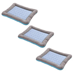 Kuber Industries Rectangular Dog & Cat Bed|Yarn Dyed Oxford Cloth|Nylon and Polyester With Cotton Filling|Self-Cooling Bed For Dog & Cat|Small Light-weight & Durable Dog Bed|ZQCJ005B-S|Blue(Pack Of 3)