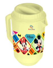 Heart Home Mickey Minnie Print Unbreakable Plastic Water Jug with Lid for Home, Kitchen, Office 2 Liter (Cream)
