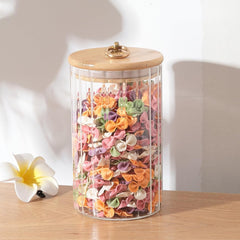 Kuber Industries Borosilicate Glass Jar with Bamboo Lid | Kitchen Organizer Items & Storage | Multi-utility, Leakproof, Airtight Storage Jar for Cookies, Snacks, Tea, Coffee, Sugar | Set of 2 (820ml)