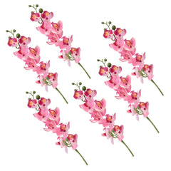 Heart Home Flowers Orchid | Artificial Flower Orchid | Flower Orchid for Vase Pot | Artificial Flower for Home Décor | Orchids Artificial Flower for Vase | Pack of 6 | Pink