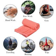 Heart Home Face Towel | Towels for Facewash | Towels for Gym | Facewash for Travel | Towels for Daily use | Workout Hand Towel | Lining Design | 14x21 Inch | Pack of 2 | Orange