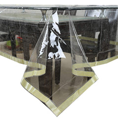 Kuber Industries Laminated Patch Design PVC 6 Seater Dining Table Cover - Gold