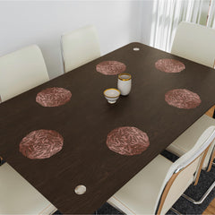 Heart Home Side Table Mats | Table Mat For Bedroom | Bed-Side Table Mat | Center Table Mat | Table Dining Mat | Table Runner Mat | Round Leaf-Design | 2 Piece Set | Copper