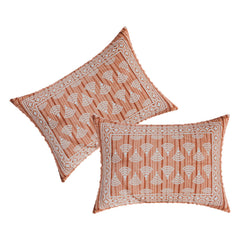 Kuber Industries Double Bedsheet | Premium Cotton Bedsheet with 2 Pillow Covers | Bedsheet for Bedroom | Bedsheet for Double Bed | Triangle Border Heritage | 90x108 Inch | Orange