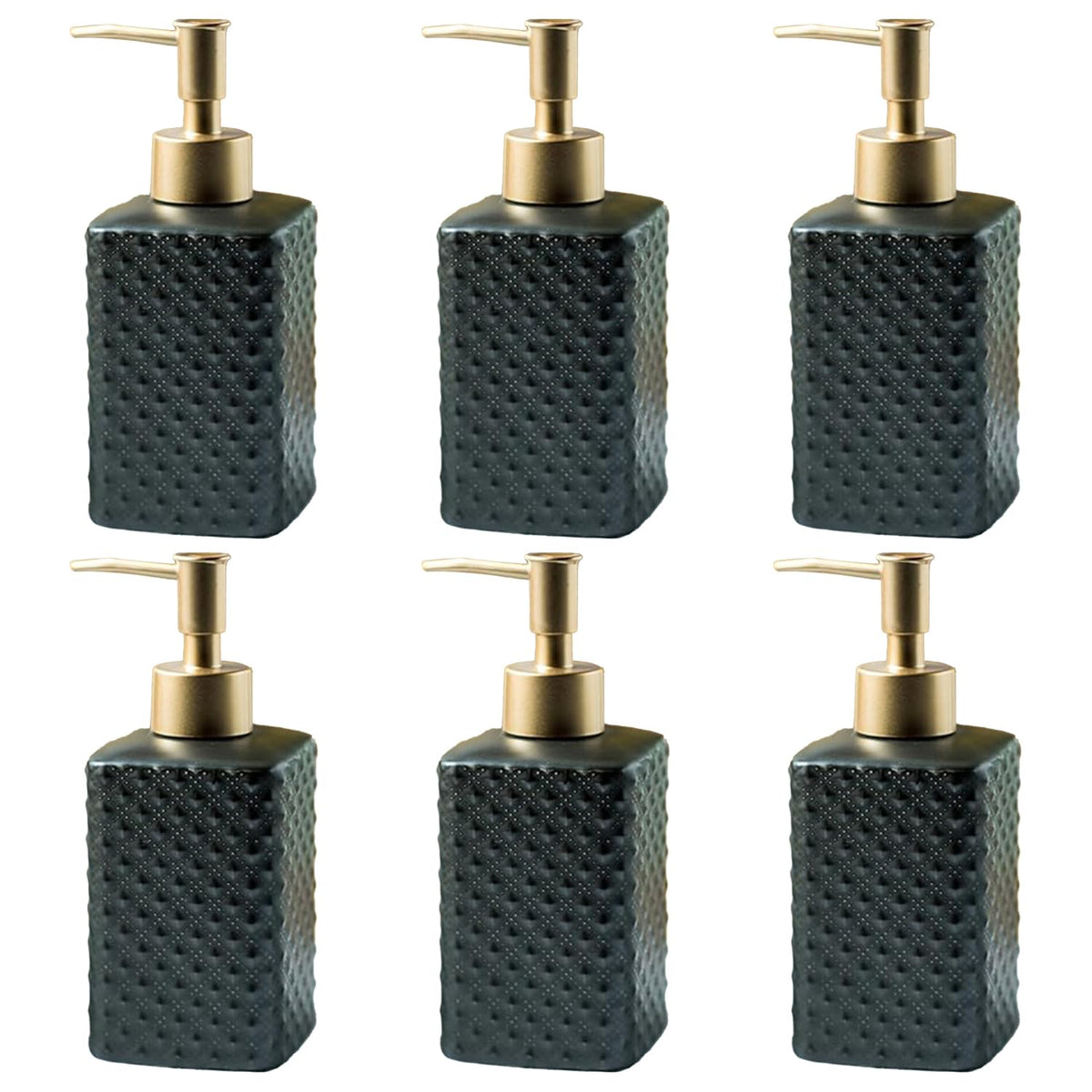 Kuber Industries Liquid Soap Dispenser | Handwash Soap Dispenser | Soap Dispenser for Wash Basin | Shampoo Dispenser Bottle | Bathroom Dispenser Bottle | Pack of 6 | 350 ml | Black