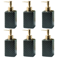 Kuber Industries Liquid Soap Dispenser | Handwash Soap Dispenser | Soap Dispenser for Wash Basin | Shampoo Dispenser Bottle | Bathroom Dispenser Bottle | Pack of 6 | 350 ml | Black
