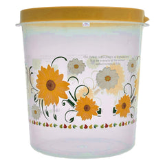 Heart Home Storage Container|Durable Plastic Floral Design BPA Free Food Kitchen Organizer with Lid|Food Utility Jar, 16 LTR (Yellow)