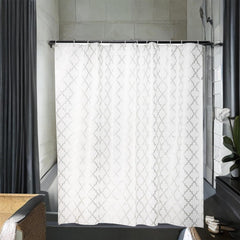 Kuber IndustriesSoft Texture Bath curtain|Natural Drape Waterproof Shower Curtain 6 Feet|Pack of 4|Silver
