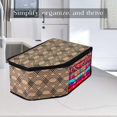 Heart Home Blouse Cover | Clothes Storage Bag | Zipper Wardrobe Organizers | Non-Woven Clothes Organiser | Side Transparent Blouse Organizer | Honeycomb-Design | Pack of 12 | Coffee