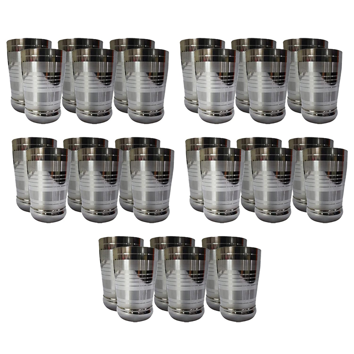 Kuber Industries Stainless Steel Glass Set | Wobble Free Base, Durable | Multipurpose, Elegant Design & Wide Rim | Easy to Clean & Store | Steel Glass Set 6 (Pack of 5)