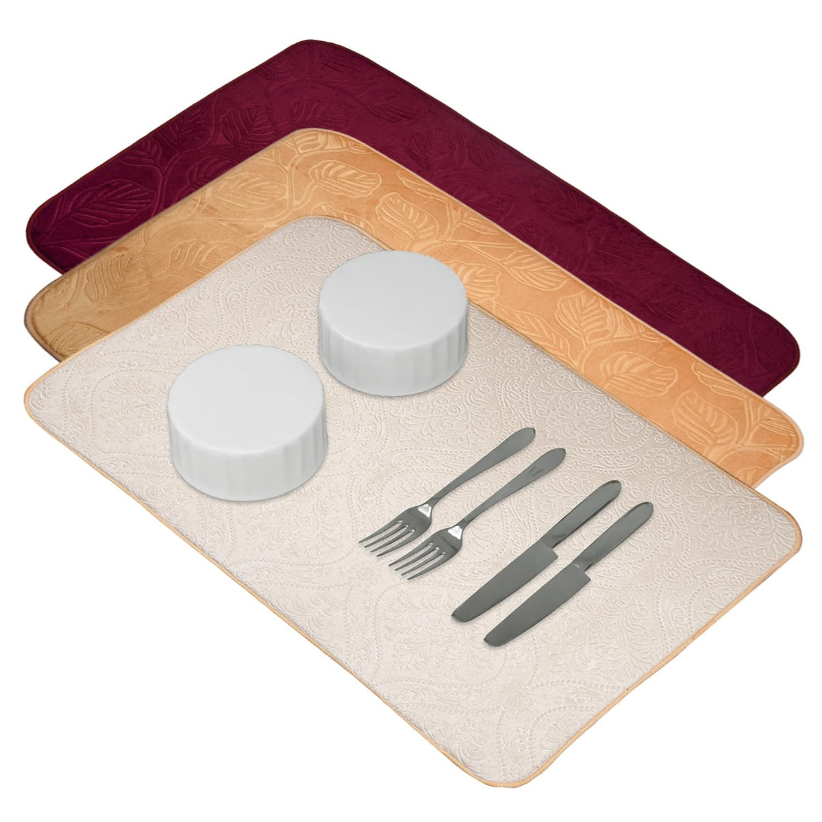 Kuber Industries Dish Dry Mat | Microfiber Self Drying Mat | Kitchen Drying Mat | Water Absorbent Kitchen Mat | Embossed Dish Dry Mat | 50x70 | Pack of 3 | Multicolor