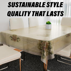 Heart Home Dining Table Cover | PVC Table Cloth Cover | 6 Seater Table Cloth | Flower Almond Table Cover | Table Protector | Table Cover for Dining Table | 60x90 Inch | Cream
