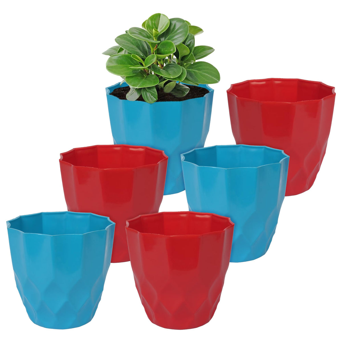 Heart Home Flower Pot | Flower Planter Pots for Indoor | Flower Pots for Outdoor | Pot for Garden & Balcony Flowering | Flower Plants Pot | Barfi Flower Pot | 6 Inch | Pack of 6 | Multi