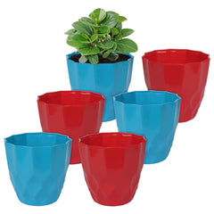 Heart Home Flower Pot | Flower Planter Pots for Indoor | Flower Pots for Outdoor | Pot for Garden & Balcony Flowering | Flower Plants Pot | Barfi Flower Pot | 6 Inch | Pack of 6 | Multi