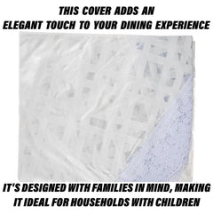 Heart Home Round Table Cover | PVC Table Cloth for Round Tables | 4 Seater Round Table Cloth | Self Check Kitchen Dining Tablecloth | Tabletop Cover | 60 Inch | White