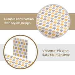 Kuber Industries Set of 5 Waterproof & Oil Repellent Dining Table Chair Cover 4 Seater Full Set | Washable & Dustproof Seat Cover Protector Slipcover | Trellis Pattern Grey & Yellow