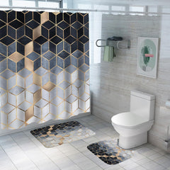 Homestic 7 Feet Shower Curtain & 2 Pcs Bathmat I Anti Slip I Quick Dry I Waterproof I Easy-Slide Curtains I Bath Decor I Multicolour